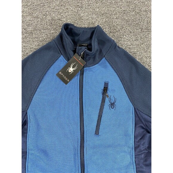 Spyder Jacket Mens Medium Blue Full Zip Long Sleeve Sweater Coat Marlin Fleece - Picture 13 of 16
